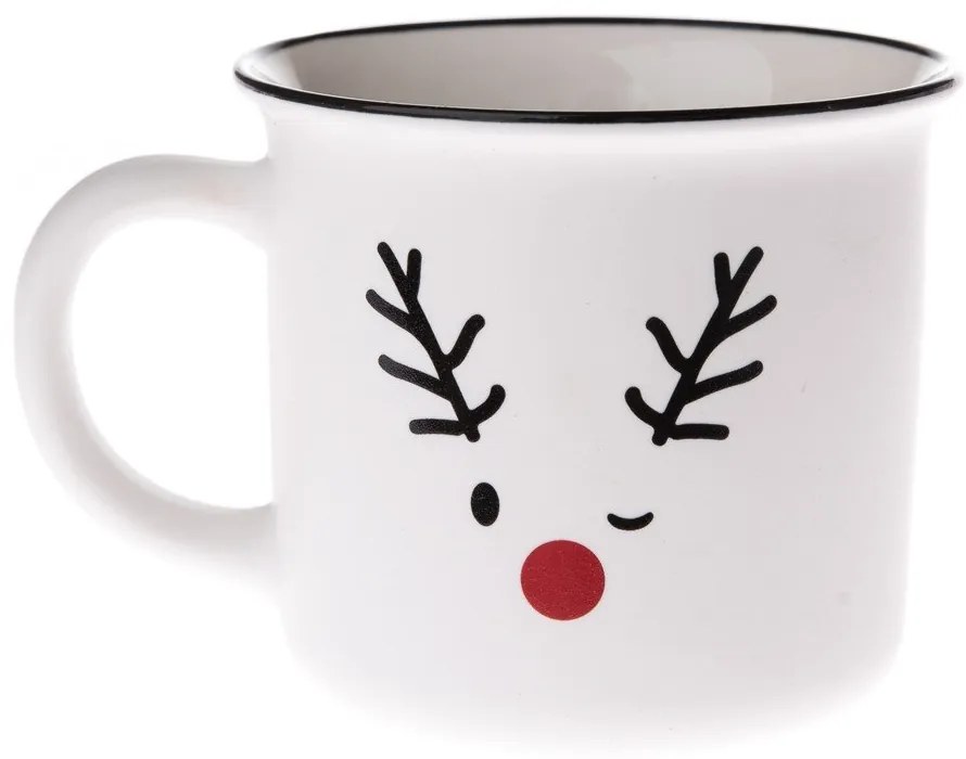Biały porcelanowy kubek ze świątecznym motywem 380 ml Reindeer – Dakls