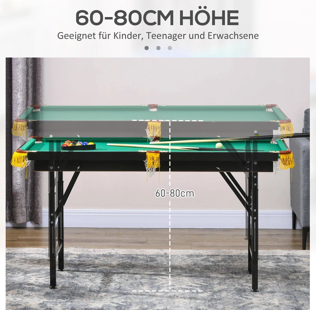 SPORTNOW Stół bilardowy 2w1, stół do tenisa stołowego, z akcesoriami, 140x63x80cm, Niebieski/Zielony