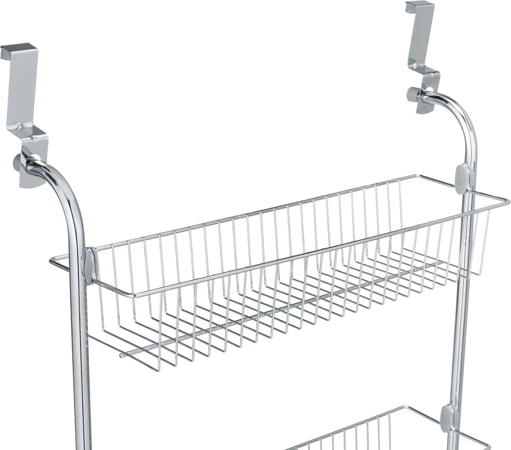 Półka z koszykami do montowania na drzwi, chromowana stal