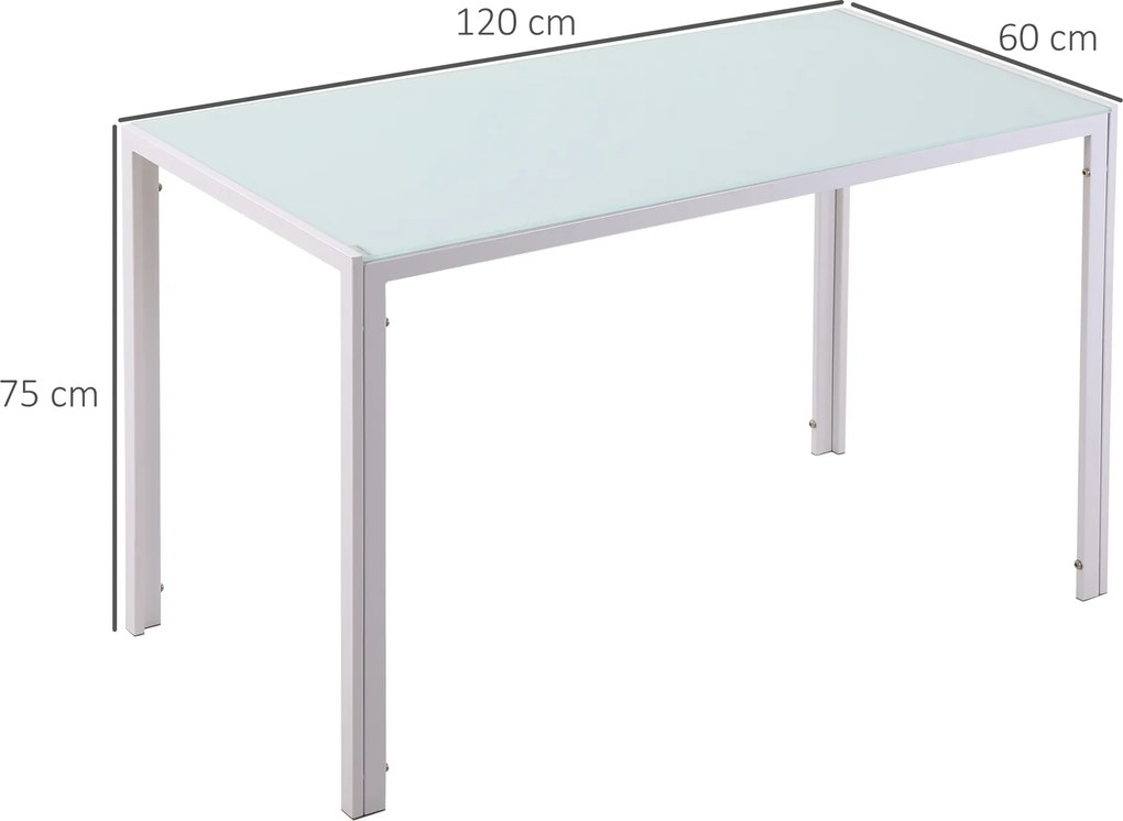 HOMCOM Stół jadalny Stół kuchenny duży stół, nowoczesny design, 120 cm x 60 cm x 75 cm, Biały