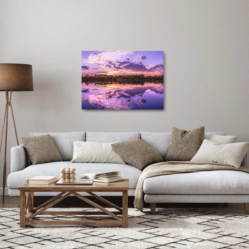 Obraz na szkle - fioletowe niebo (70x50 cm)