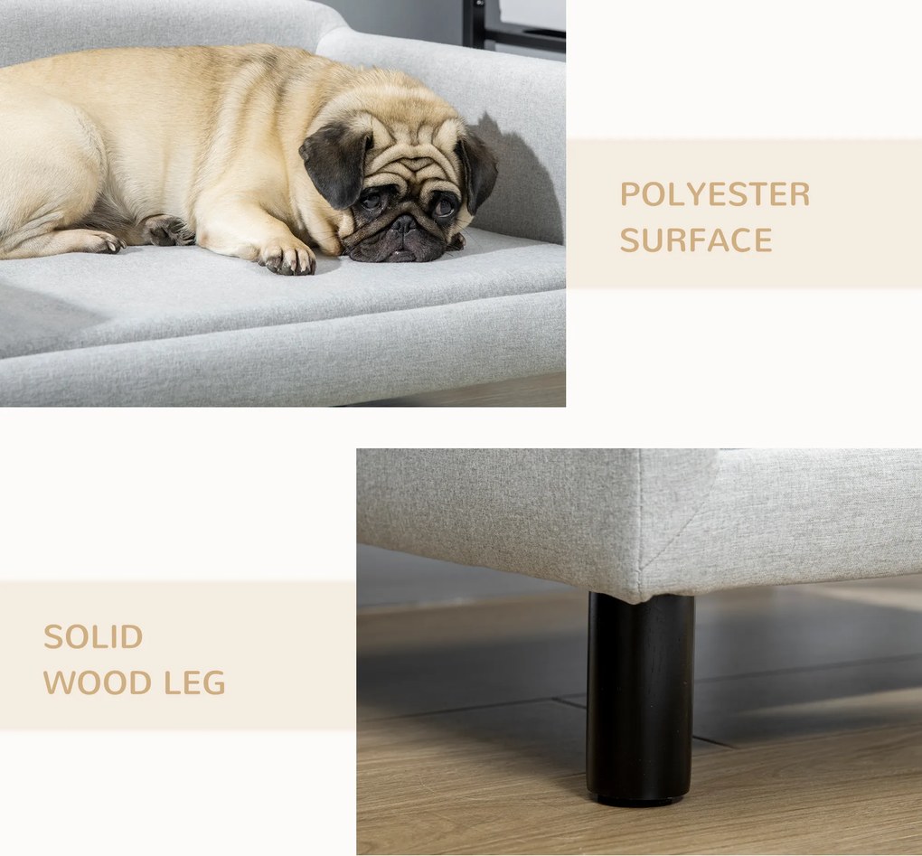 PawHut Sofa dla psa z miękkim obiciem legowisko dla psa sofa dla kota z drewnianymi nogami | Aosom PL