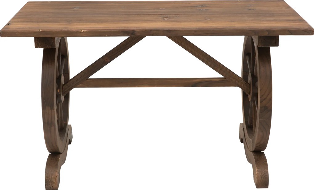 Outsunny Stół Ogrodowy Drewniany Okrągły Odporny na Warunki Atmosferyczne Naturalny 115x60x65cm | Aosom PL