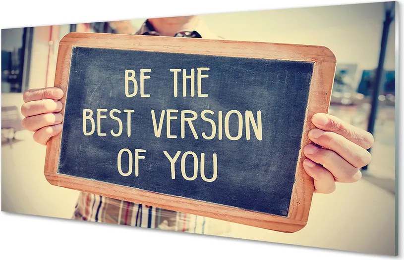 Szklany Panel Drewniana Tabliczka z Napisem