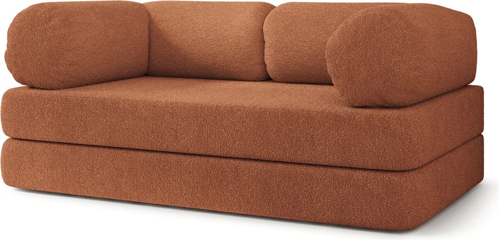 Masseno Sofa piankowa EIREN z funkcją spania, Kanapa z pianki do salonu, Bezmontażowa, Tkanina bucle – Miedziany QUELLE 54