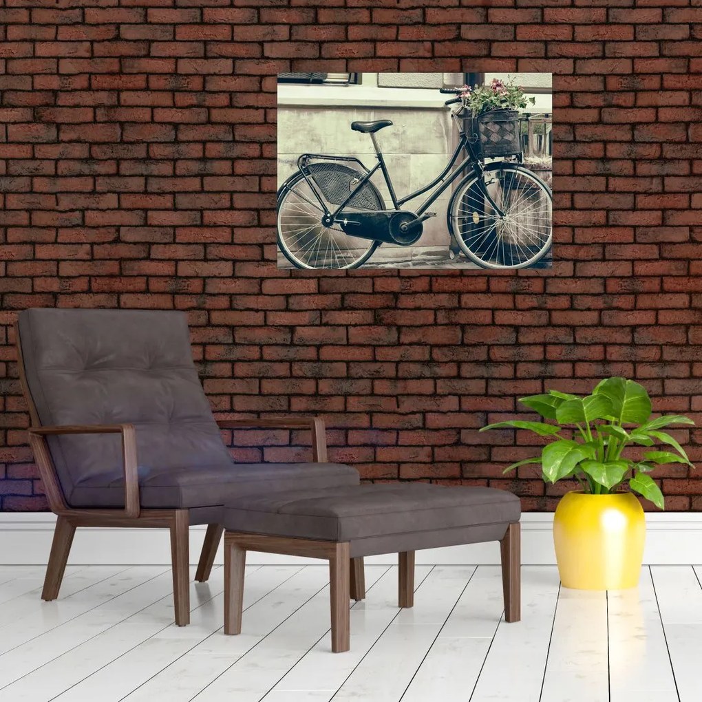 Obraz - Vintage rower z kwiatami (70x50 cm)