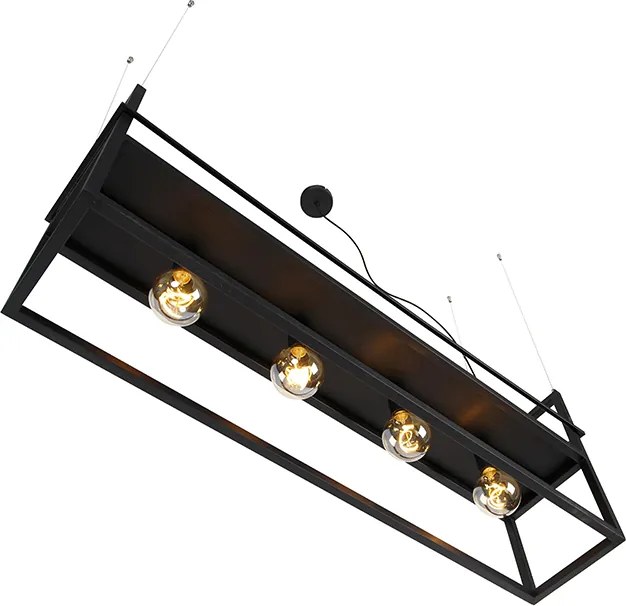 Industrialna lampa wisząca czarna z półką duża 4 światła - Cage Rack