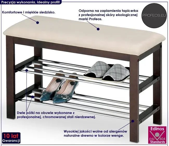 Drewniany stojak na obuwie siedzisko wenge - Nozi