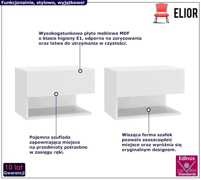 Komplet szafek nocnych biały połysk Ersella 5X