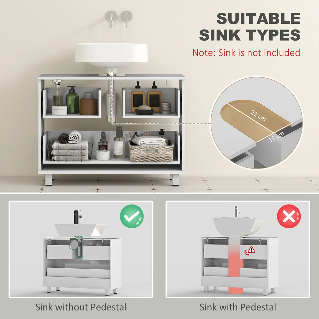 HOMCOM Nowoczesna szafka pod umywalkę z 2 szufladami, stojąca szafka bez podstawy, biały | Aosom PL