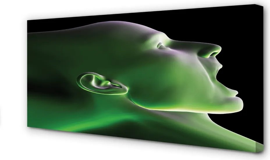 Obraz drukowany na płótnie Głowa Człowieka w Zielonym Świetle