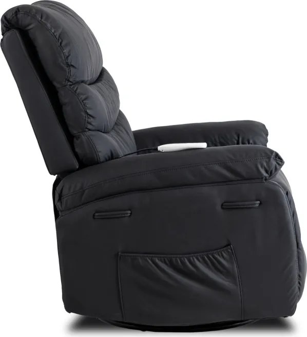 Fotel Masujący BRUCE Rozkładany Czarny Ekoskóra Nowoczesny