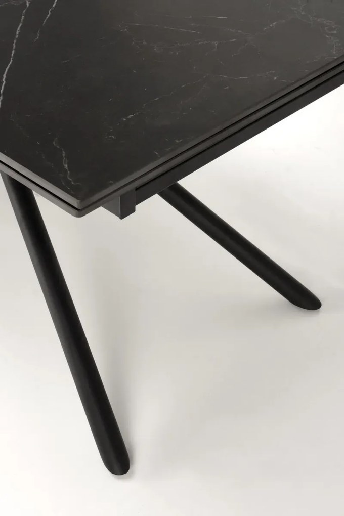 Stół rozkładany VITORINO 160(220)x90 czarny marmur HALMAR