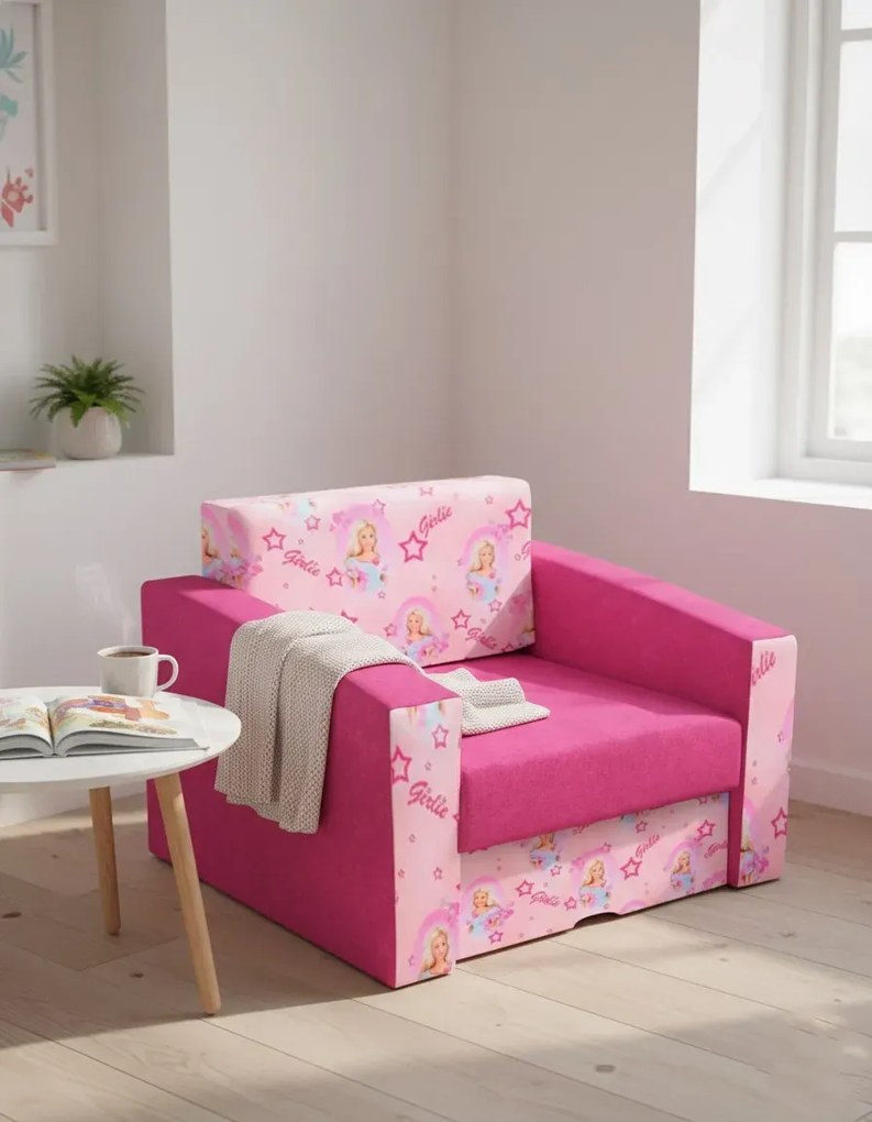 Różowy rozkładany fotel amerykanka girlie K4-Z21