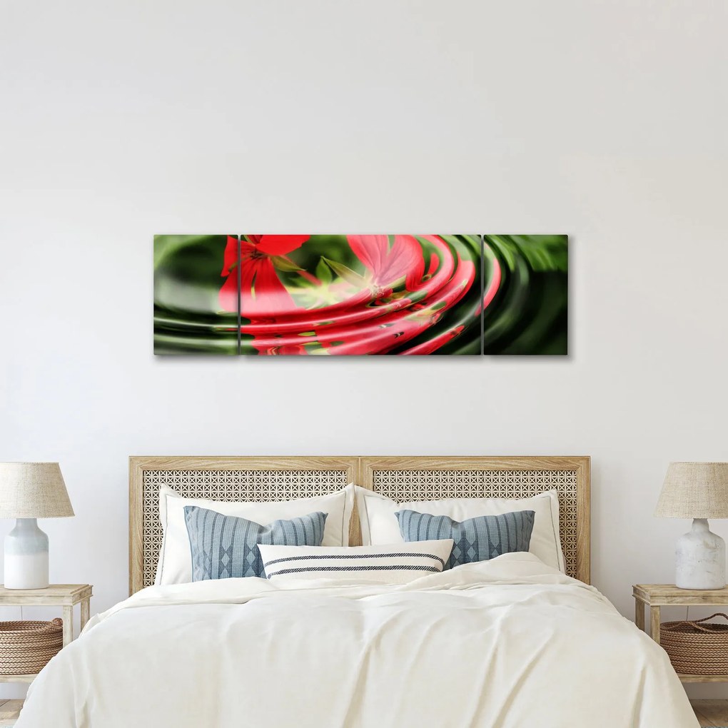 Abstrakcyjny obraz - kwiaty w falach (170x50 cm)
