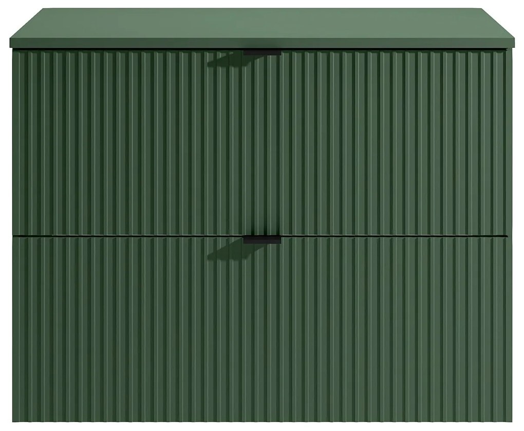 Wisząca szafka pod umywalkę z blatem - Matowa zieleń - 80 cm - ZEVINI