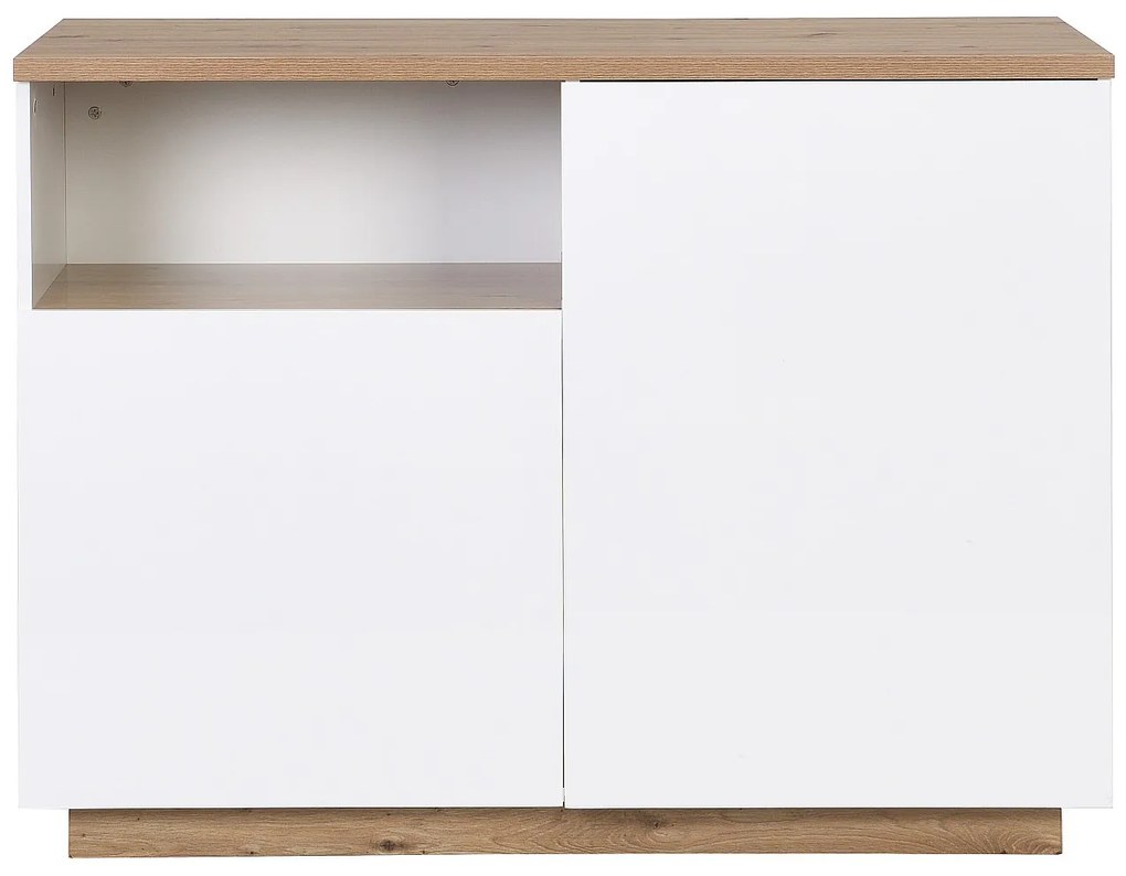 Wyspa kuchenna 2-drzwiowa z 1 wnęką z MDF-u – Naturalny i biały – CORELINA