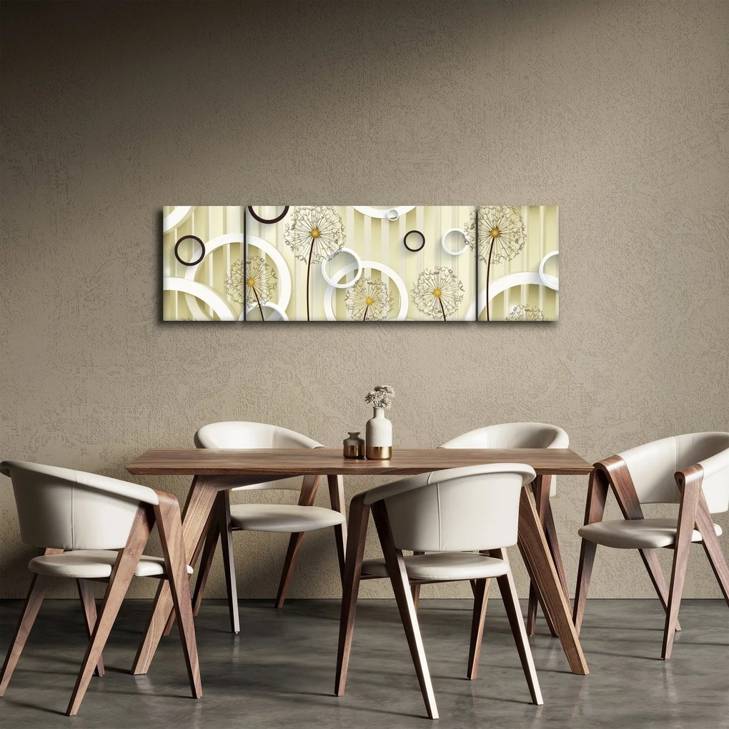 Abstrakcyjny obraz z dmuchawcami (170x50 cm)