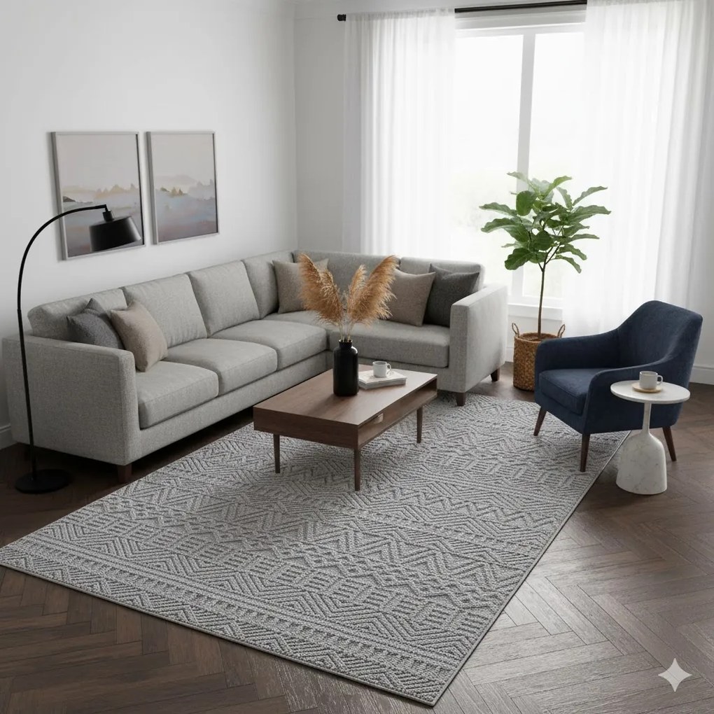 Dywan nowoczesny 3D Helix boho szary 200 cm x 290 cm