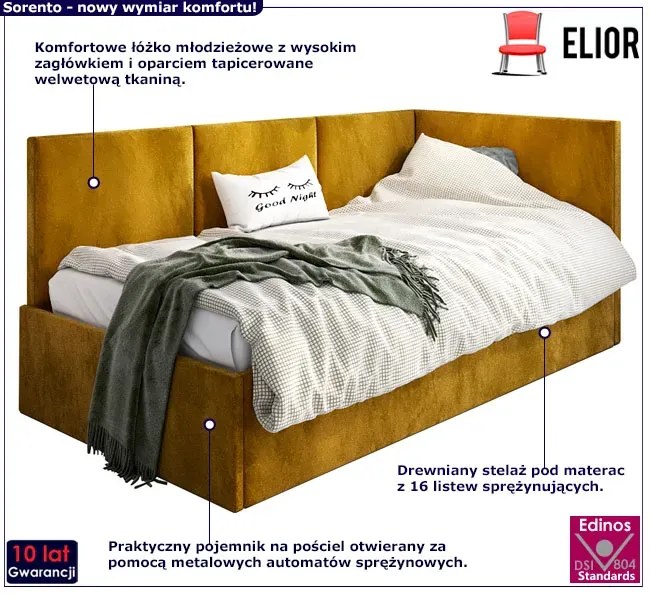 Musztardowy tapczan z oparciem E9-M25