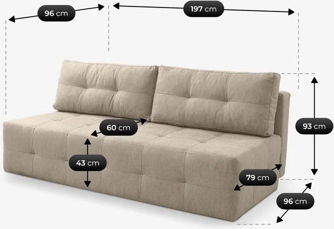 Sofa z Funkcją Spania MORANA Beżowa Nowoczesna