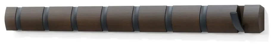 Ciemnobrązowy wieszak ścienny z litego drewna topolowego Flip – Umbra