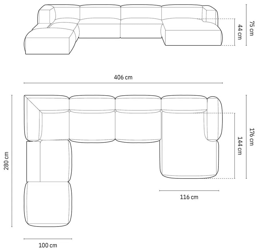 Beżowokremowy narożnik modułowy z materiału bouclé (lewostronny/w kształcie litery U) Martina – Micadoni Home