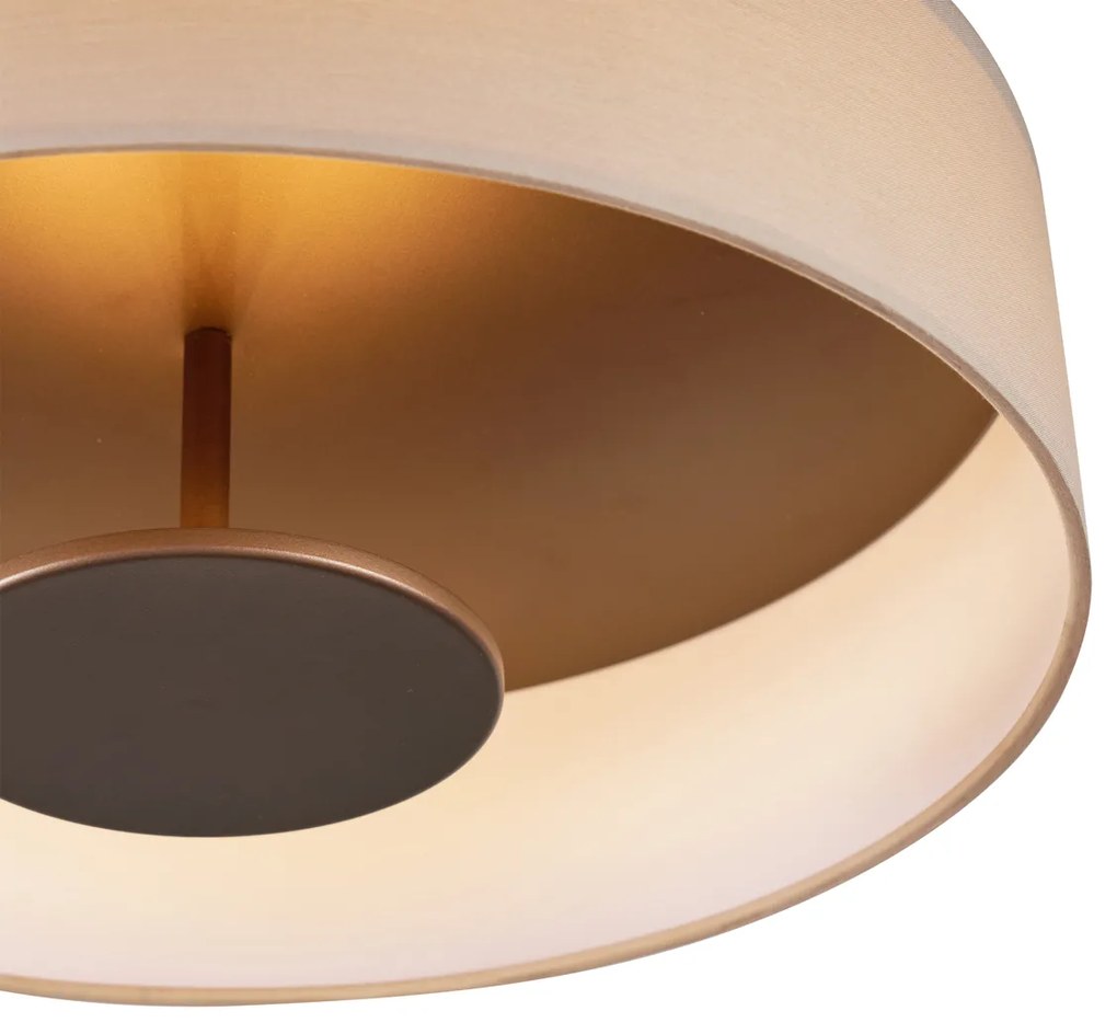 Nowoczesna lampa sufitowa z beżowej tkaniny z diodami LED z 3-stopniowym ściemnianiem - Bredow Nowoczesny Oswietlenie wewnetrzne