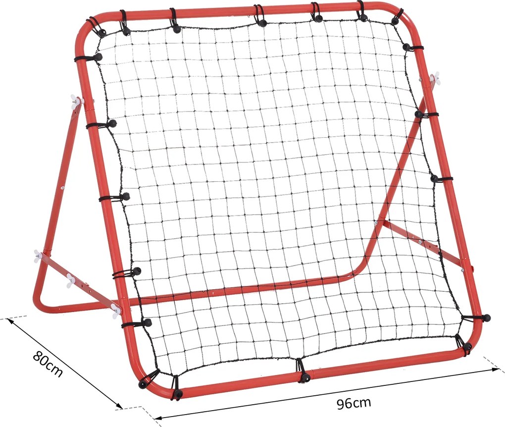 Rebounder Piłkarski HOMCOM z Regulacją Kąta - Wzmocnione Powrótne Ściany do Treningów Piłkarskich, Metal i Tkanina PE, Czerwony