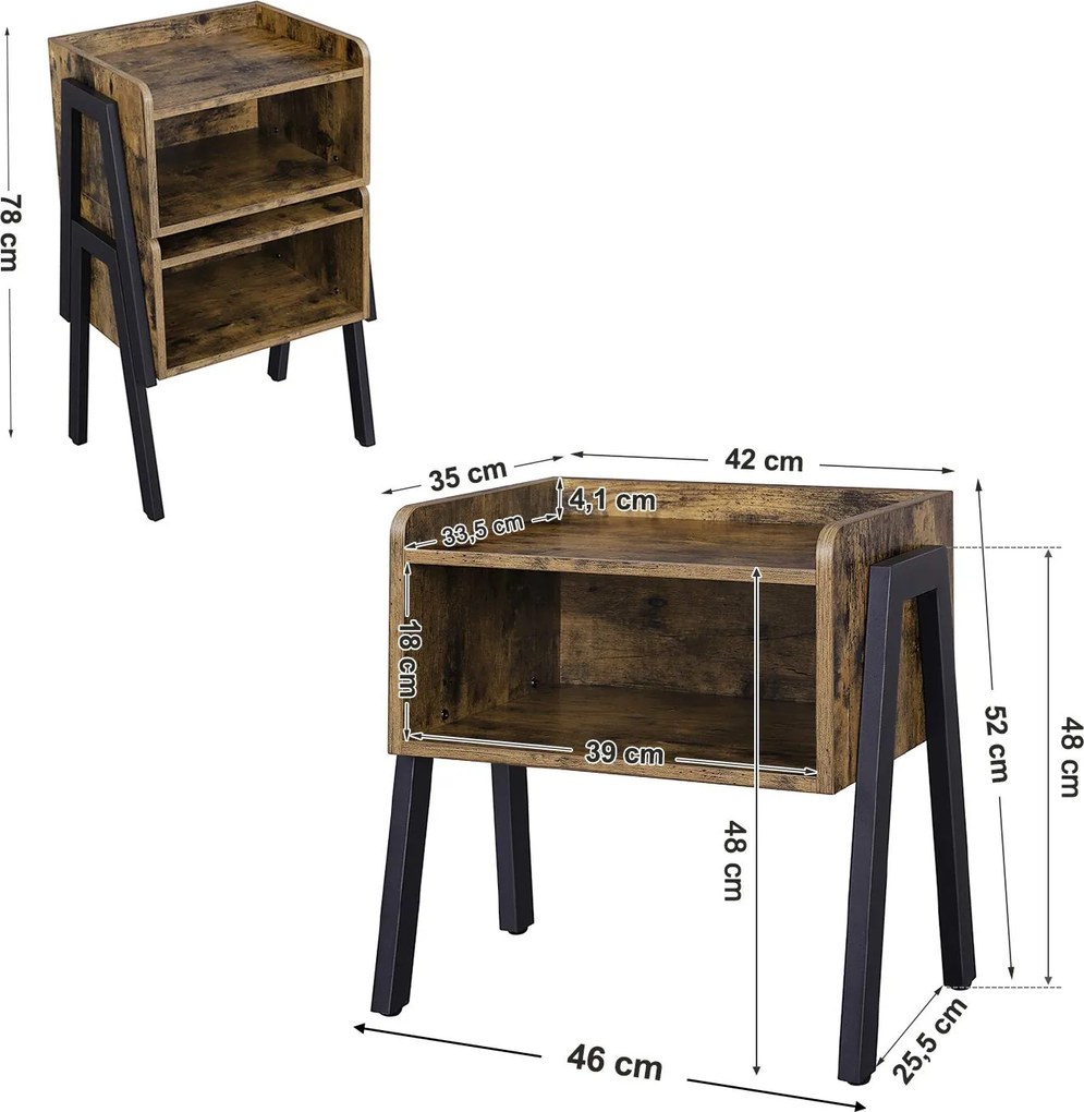 Stolik nocny z półkami Salto 54 w stylu industrialnym