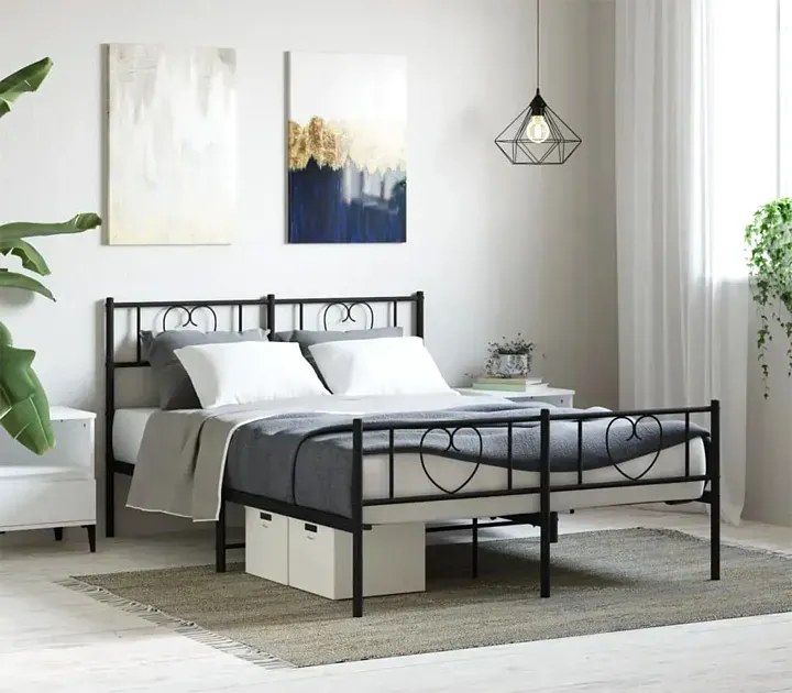 Czarne metalowe łóżko rustykalne 120x200cm - Veligo