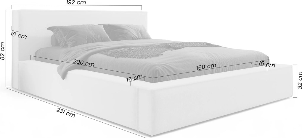 Łóżko tapicerowane Nirello 160x200 z pojemnikiem - beżowa bukla Quelle 03