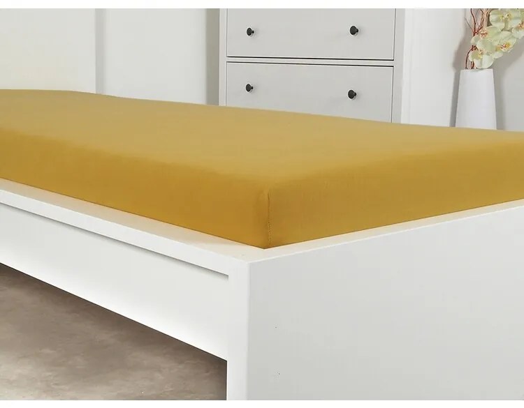 4Home prześcieradło jersey Ideal musztardowy, 100 x 200 cm, 100 x 200 cm