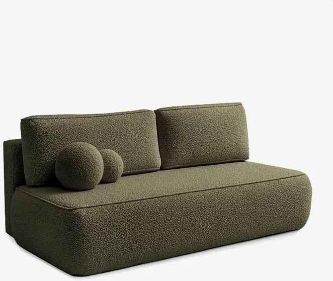 Sofa z Funkcją Spania ARVETO Oliwkowa Boucle Nowoczesna