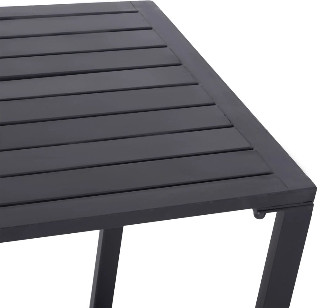 Outsunny Stylowy Zestaw Mebli Ogrodowych 3-częściowy - Stół i 2 Ławki, Metalowa Konstrukcja, Czarny Kolor, 110x55x70cm