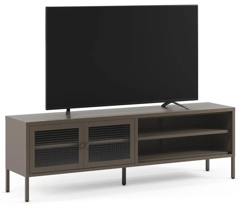 Szara metalowa szafka pod TV 160x50x35 cm Layna – Marckeric