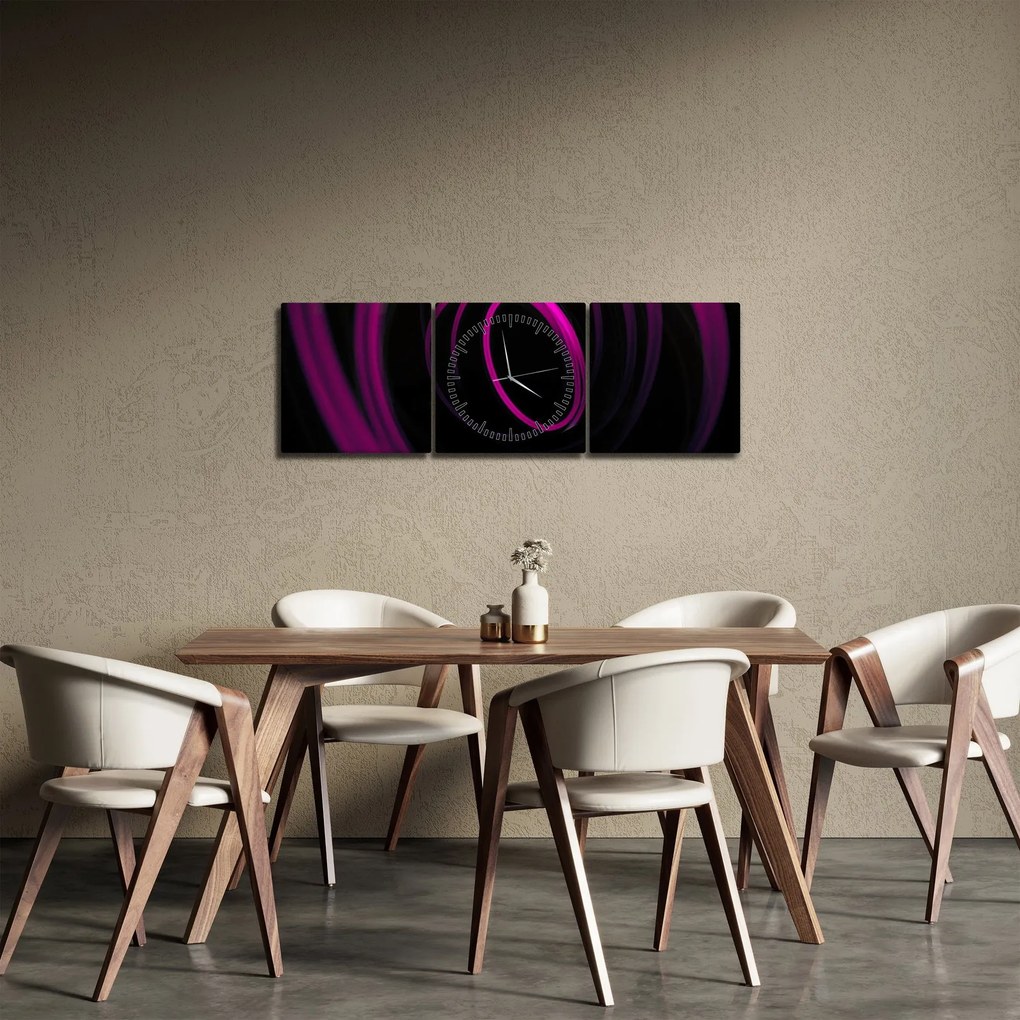 Obraz - fioletowe kresek (z zegarem) (90x30 cm)