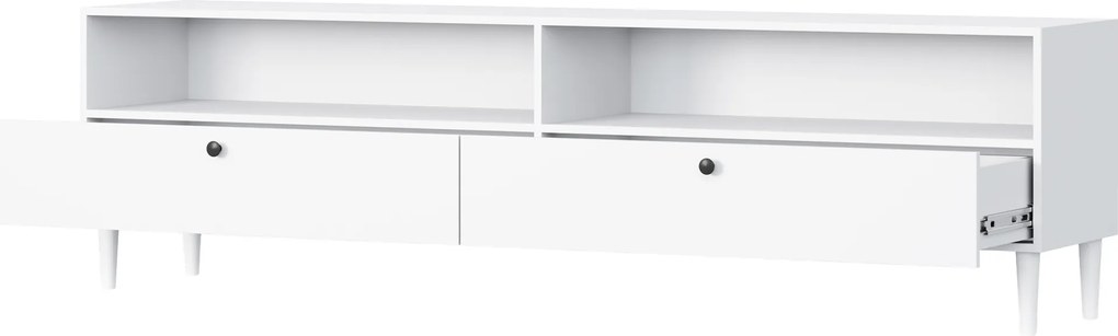 Szafka RTV z półką i szafkami DULLUM 200x58cm, biały