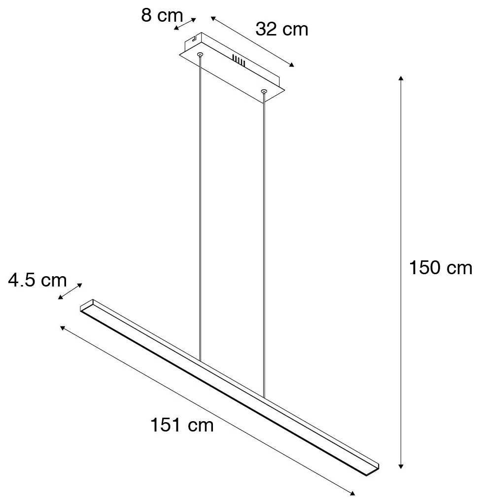Nowoczesna lampa wisząca czarna 150 cm z LED - Banda Nowoczesny Oswietlenie wewnetrzne