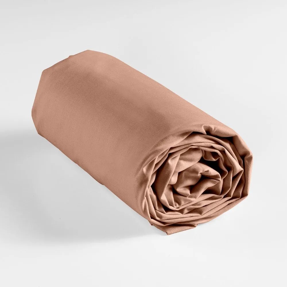 Łososiowe bawełniane prześcieradło z gumką 160x200 cm Lina – douceur d'intérieur