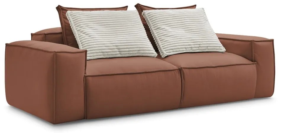 Ciemnobrązowa sofa z imitacji skóry 260 cm Boheme – Bobochic Paris