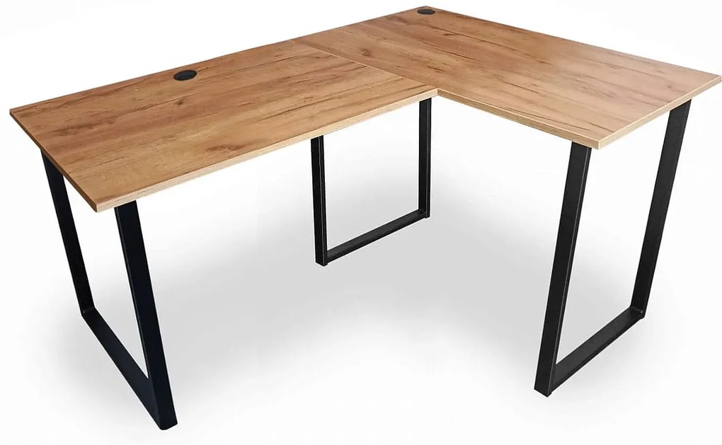 Narożne biurko na metalowych nogach 150x90x60 dąb craft złoty - Verdot