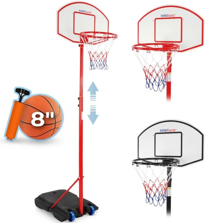 Kosz do koszykówki z kółkami, regulowany 113 - 236 cm