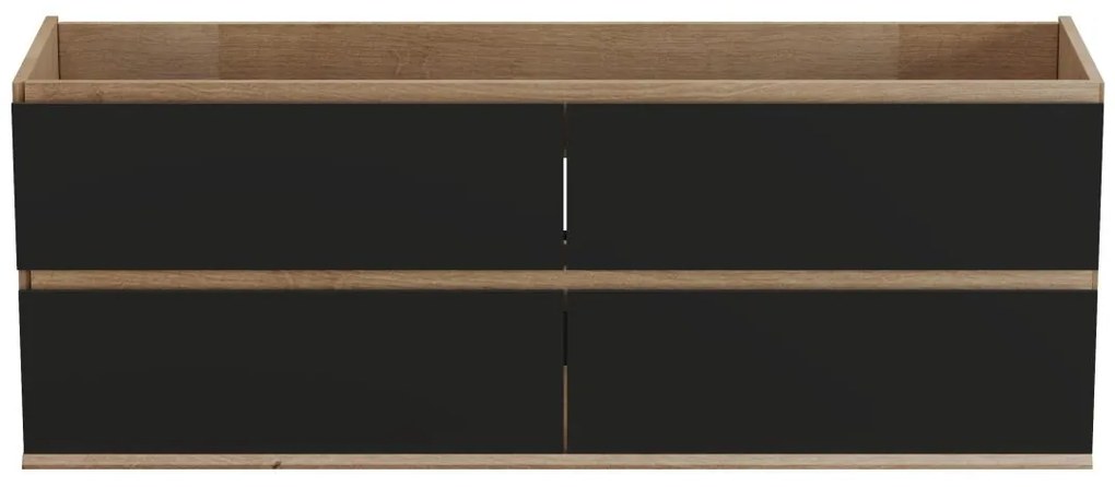 Szafka pod umywalkę wisząca – jasny naturalny i czarny – 150 cm – SABURI
