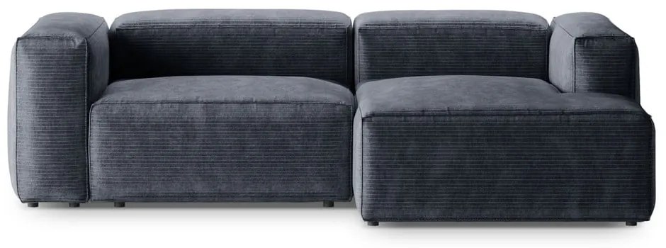 Szaroniebieski sztruksowy narożnik (prawostronny/z szezlongiem) Bergamo – Cosmopolitan Design