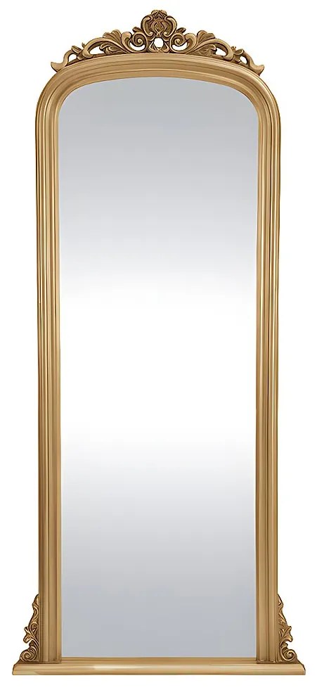 Duże lustro z drewna paulowni z listwami - wys. 180 cm - złote - MERRY