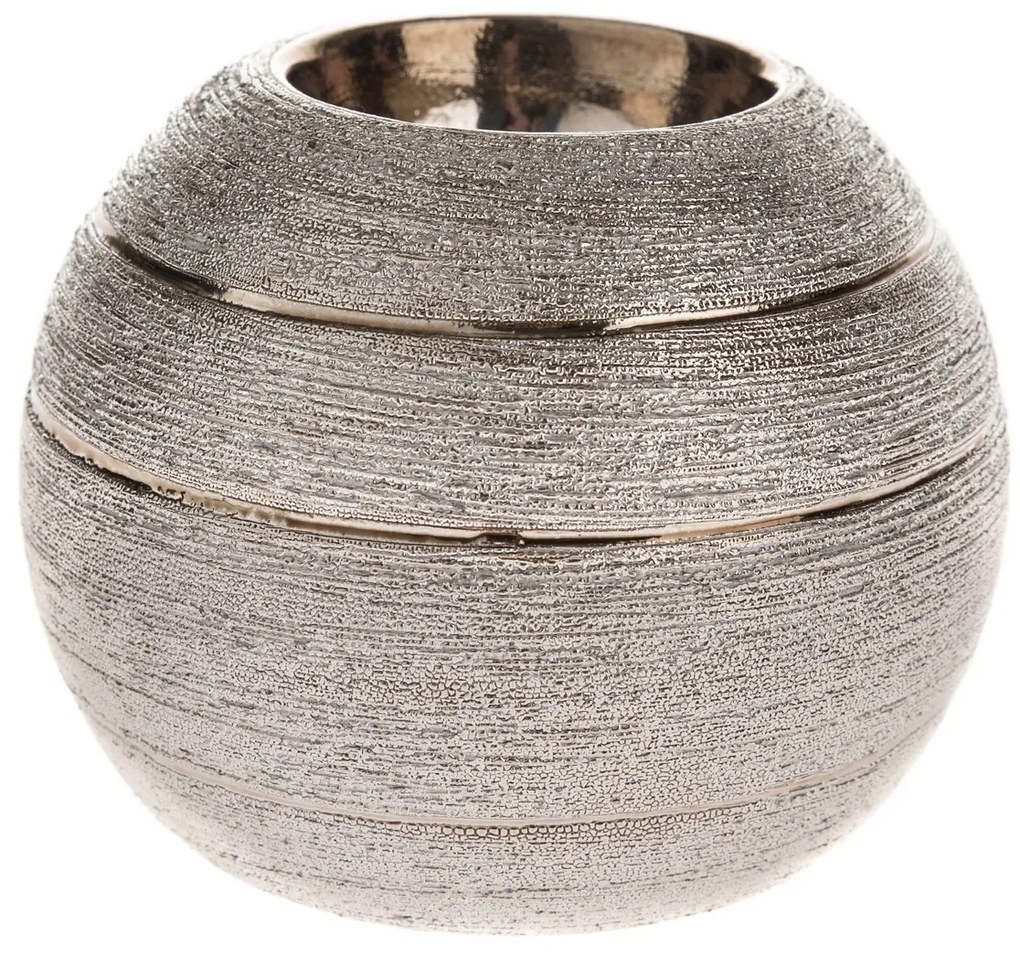 Świąteczny ceramiczny świecznik Lusso, 10 x 8 x 10cm, srebrny