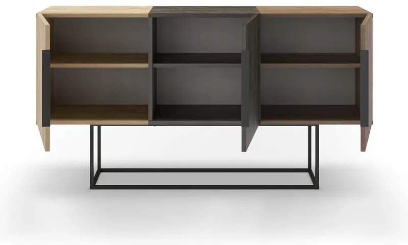 Brązowa niska komoda w dekorze dębu 150x80 cm Titan – Marckeric