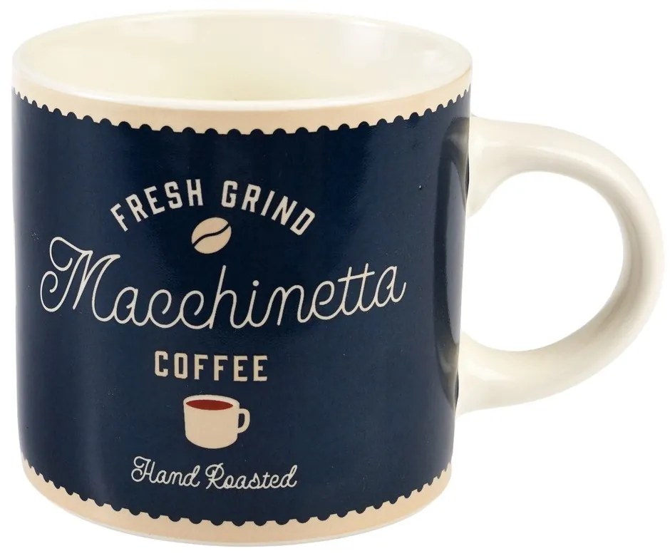 Ciemnoniebiesko-kremowy ceramiczny kubek 350 ml Macchinetta – Rex London