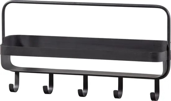 Metalowa półka do łazienki RAKKA 56x29 cm, czarna z patyną